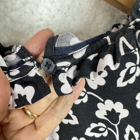 Boden Womens Black White Floral Dress Size 12R‎ Long Sleeve Ruffle Neck Boho - Picture 16 of 16